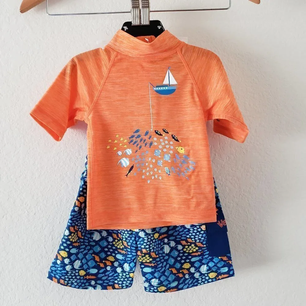 NWT - UV SKINZ 3 pc (Hat, Rashguard Top, Shorts) Swim & Rashguard - Size 12-18